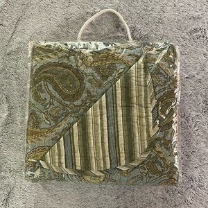 Green Mint Paisley Quilt Small Throw quilted cream